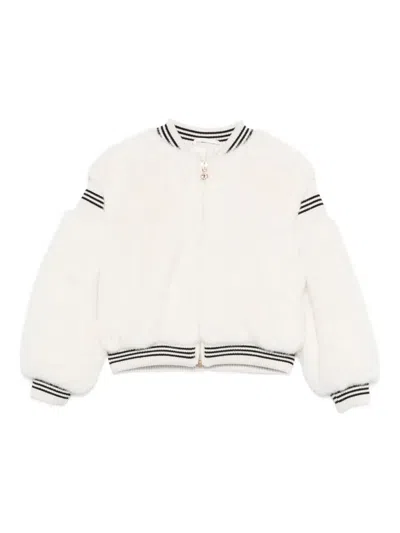 Twinset Kids' Puff-sleeve Striped-cuff Jacket In White
