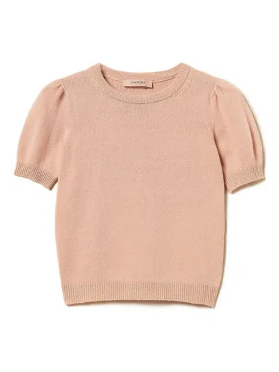 Twinset Puff-sleeve Sweater In Gold