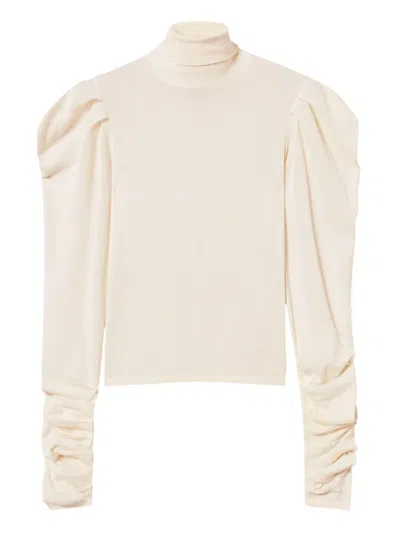 Twinset Puff-sleeve Turtleneck Sweater In Neutral