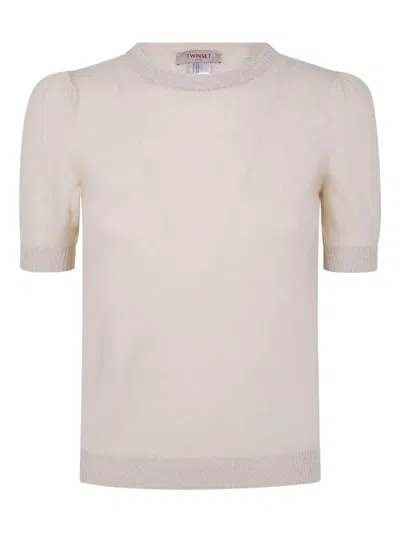 Twinset Puff-sleeve Wool Sweater In Neutral