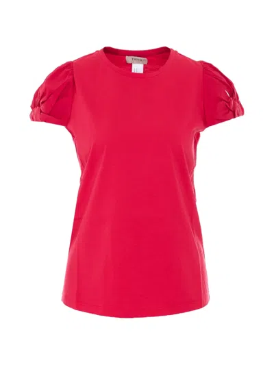 Twinset Puffed-sleeve Embroidered-logo T-shirt In Red