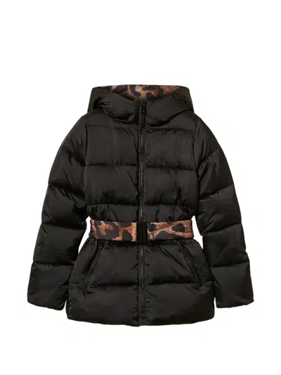 Twinset Puffer Jacket With Reversible Belt In Black
