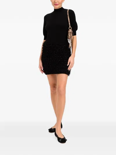 Twinset Puff-sleeve Mini Dress In Black