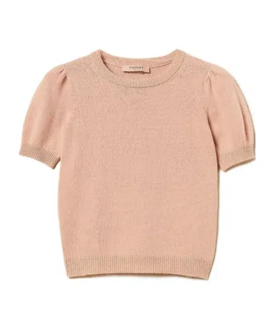 Twinset Puff-sleeve Sweater In Neutral