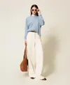 Twinset Pull Ajouré En Mohair Mélangé In Blue