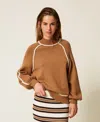 Twinset Pull Avec Bords Contrastés In Brown