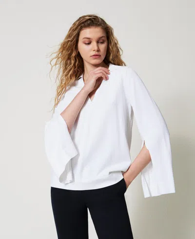 Twinset Pull Avec Fentes In White