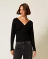 Twinset Pull Avec Finition Croisée Côtelée In Black