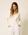 Twinset Rib-knit Cross-front Sweater In Neutral