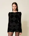 Twinset Pull Avec Losanges Et Incrustations In Black