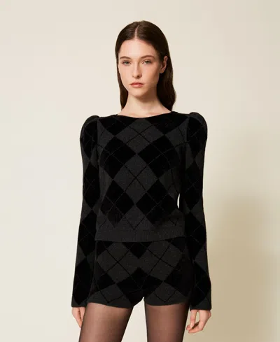 Twinset Pull Avec Losanges Et Incrustations In Black