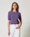 Twinset Knit With Gathered Sleeves In Purple
