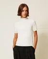 Twinset Pull Col Montant Avec Strass In White