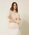 Twinset Pull Col Montant En Cachemire Mélangé Avec Lurex In Metallic