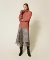 Twinset Pull Col Roulé En Laine Mélangée Vanisée In Neutral