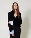 Twinset Pull En Coton Et Popeline In Black