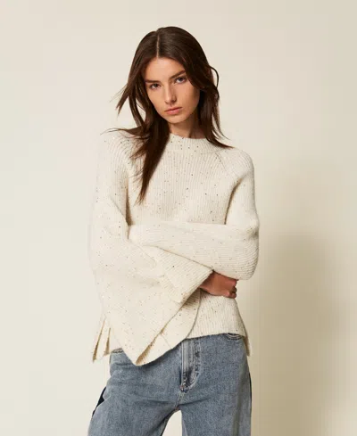 Twinset Pull En Fil De Sequins In White