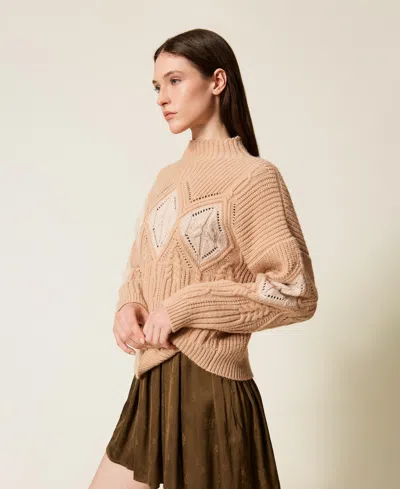 TWINSET WOOL BLEND INTARSIA JUMPER