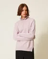 Twinset Pull En Laine Mélangée Avec Volants In Pink