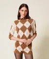 Twinset Pull En Laine Mélangée Jacquard Avec Losanges In Multi
