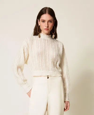Twinset Pull En Mélange De Mohair Et Laine In Neutral