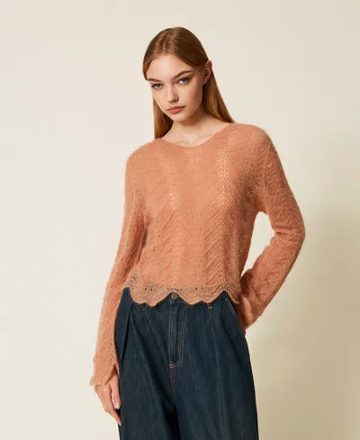 TWINSET PULL EN MOHAIR MÉLANGÉ AVEC FESTONS