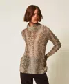 Twinset Twin-set Turtle Neck Sweater Print In Brown
