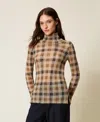 Twinset Twin-set Turtle Neck Sweater Print In Brown