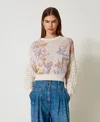 Twinset Jacquard Floral Jumper In Neutral