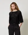 Twinset Pull Ras-du-cou Ajouré In Black