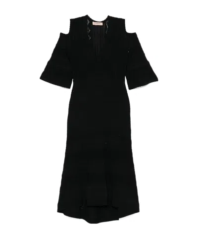 TWINSET PUNCHED-KNIT MIDI DRESS