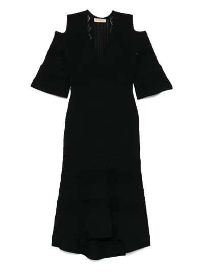 TWINSET PUNCHED-KNIT MIDI DRESS