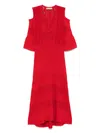 Twinset Twin-set Flared Sleeve Midi Dress In Red