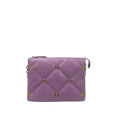 Twinset Quilted Logo-embellished Shoulder Bag In Red