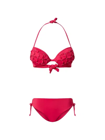 Twinset Push-up Embroidery Bikini In Red