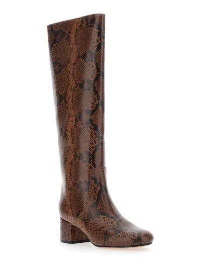 Twinset Python Effect Polyurethane Boot In Animal Print