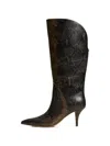 Twinset Python-print High Leather Boots In Multi