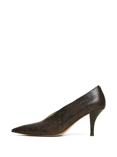 Twinset Python-print Leather Court Shoes In Multi