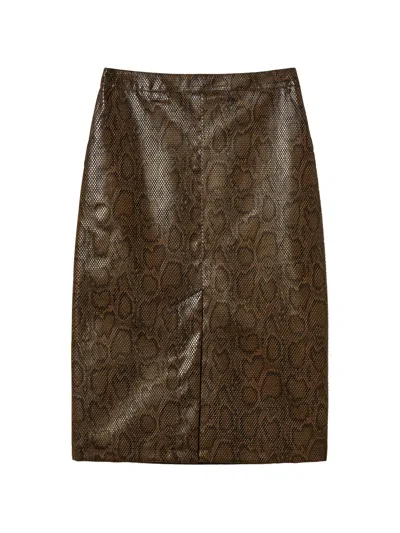 Twinset Python-print Midi Skirt In Brown