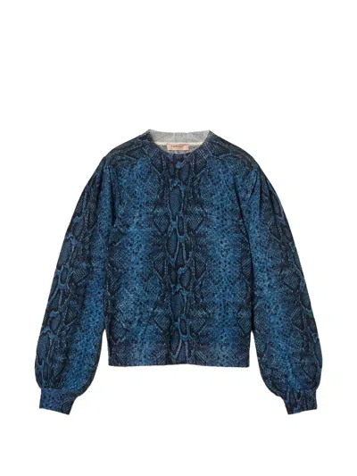 TWINSET PYTHON-PRINT WOOL JUMPER