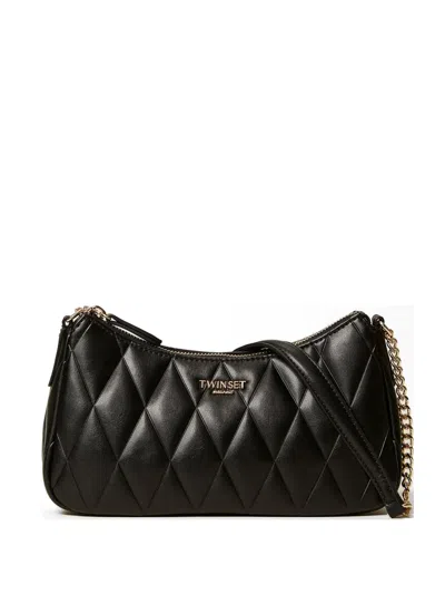 Twinset Quilted Chain Shoulder Bag In Black