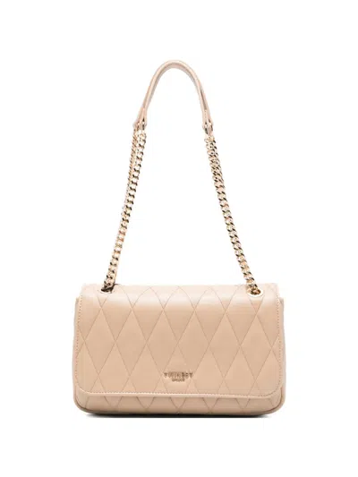 Twinset Quilted Chain Shoulder Bag In Nude