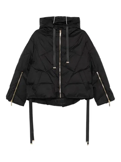 Twinset Quilted Hooded Jacket In Black