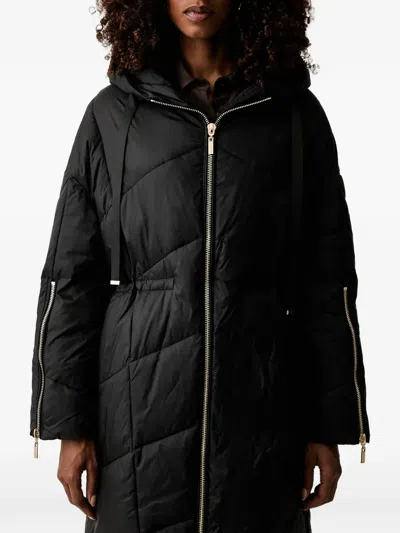 Twinset Quilted Hooded Jacket In Black