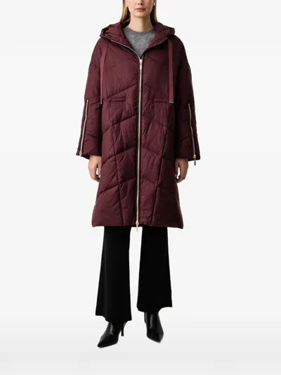Twinset Quilted Hooded Jacket In Red