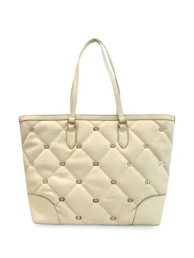 Twinset Quilted Logo-plaque Shoulder Bag In Neutral