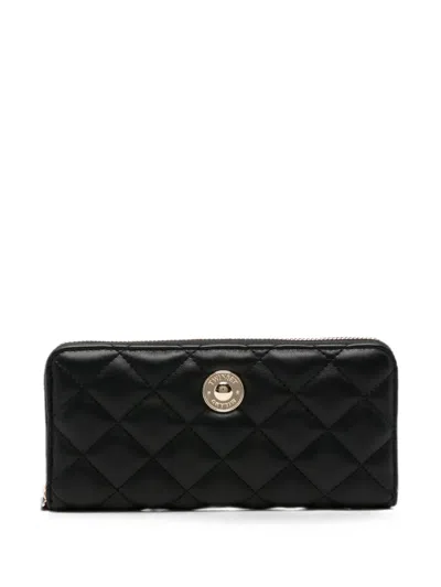 Twinset Quilted Logo-plaque Wallet In Black