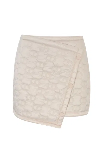 Twinset Quilted Nylon Skirt With Logo In White