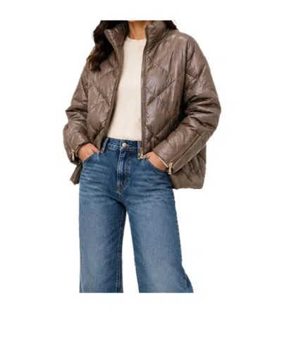 Twinset Quilted Puffer Coat In Brown