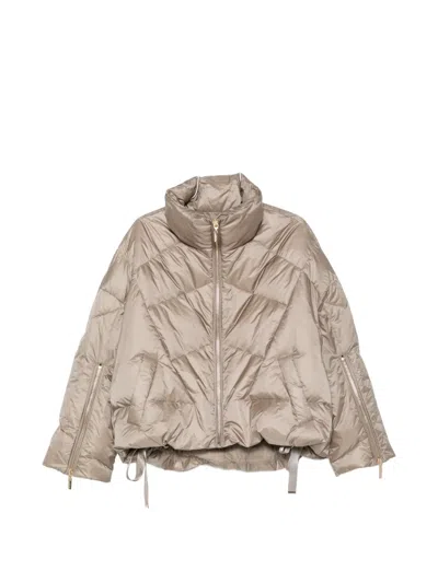 Twinset Quilted Puffer Coat In Neutral